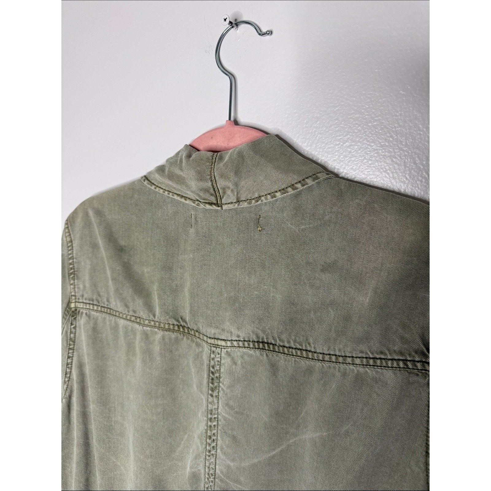 Max Jeans Olive Green Open-Front Utility Jean Jacket Size XL