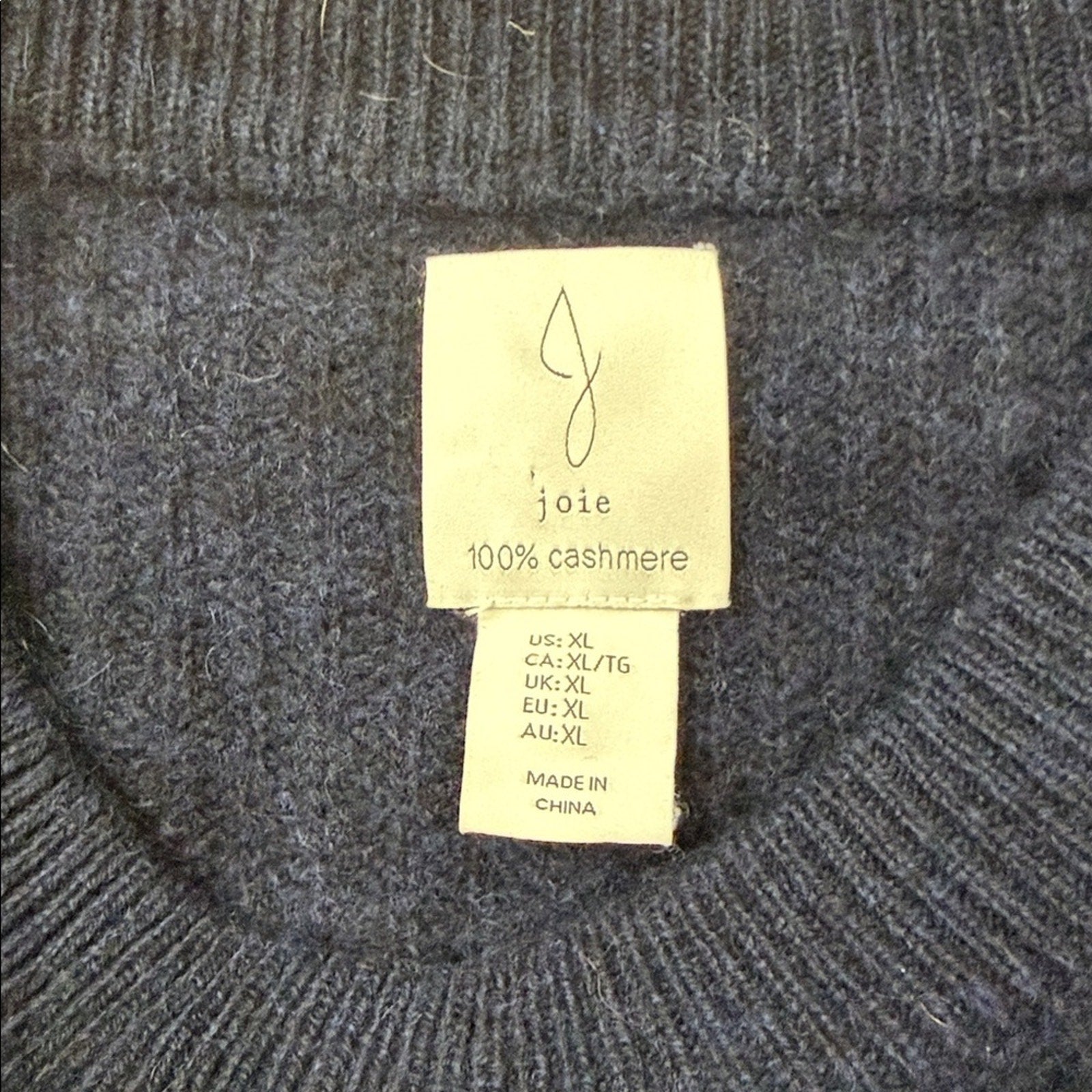 Joie Navy and White Cashmere Striped Scoop Neck Sweater Size XL