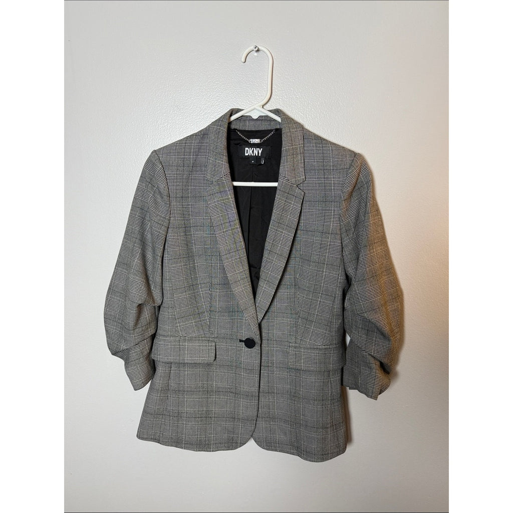 DKNY Plaid Women's Tailored Blazer Size 6 Petite