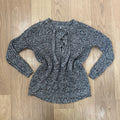 Aerie Lace-Up Confetti Knit Sweater - Black & White Marled Pullover Size Small