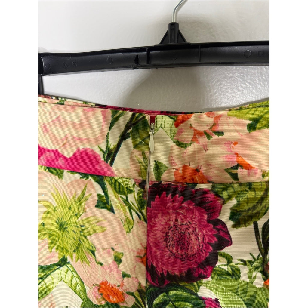 Eliza J Floral A-Line Skirt - Pink, Green & Cream Size 14