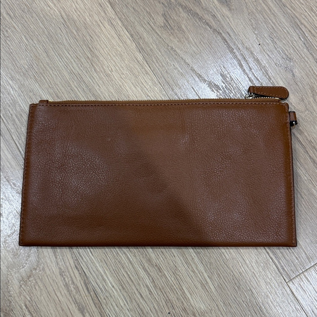Michael Kors Fulton Large Top Zip Leather Wristlet Clutch Wallet in "Luggage"