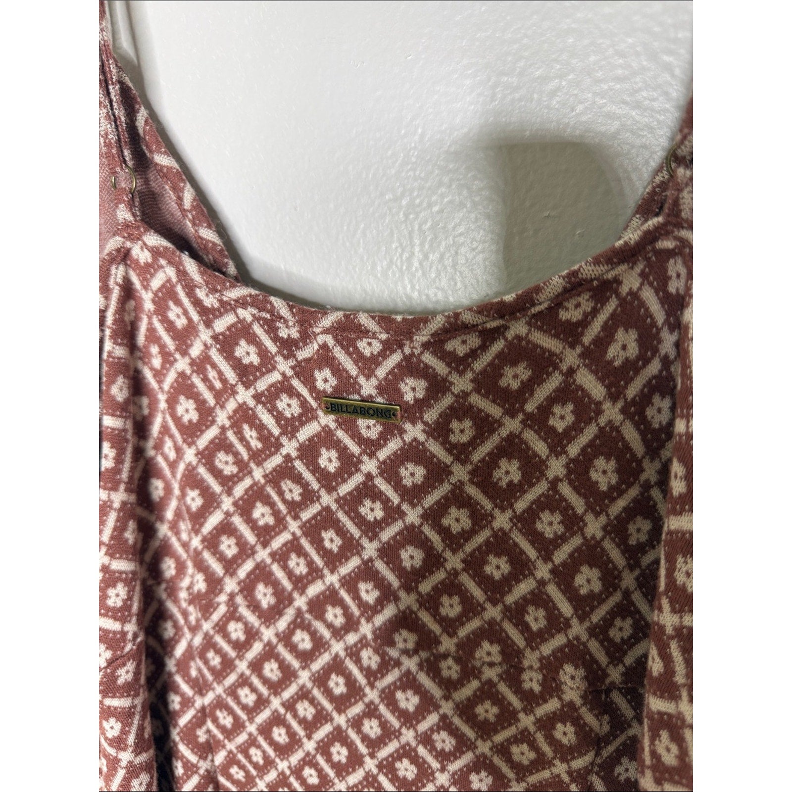 Billabong Brown Diamond-Print A Line Sleeveless Dress Size Large