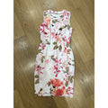 Calvin Klein Printed Faux Pearl Trim Floral Sleeveless Sheath Dress Size 6