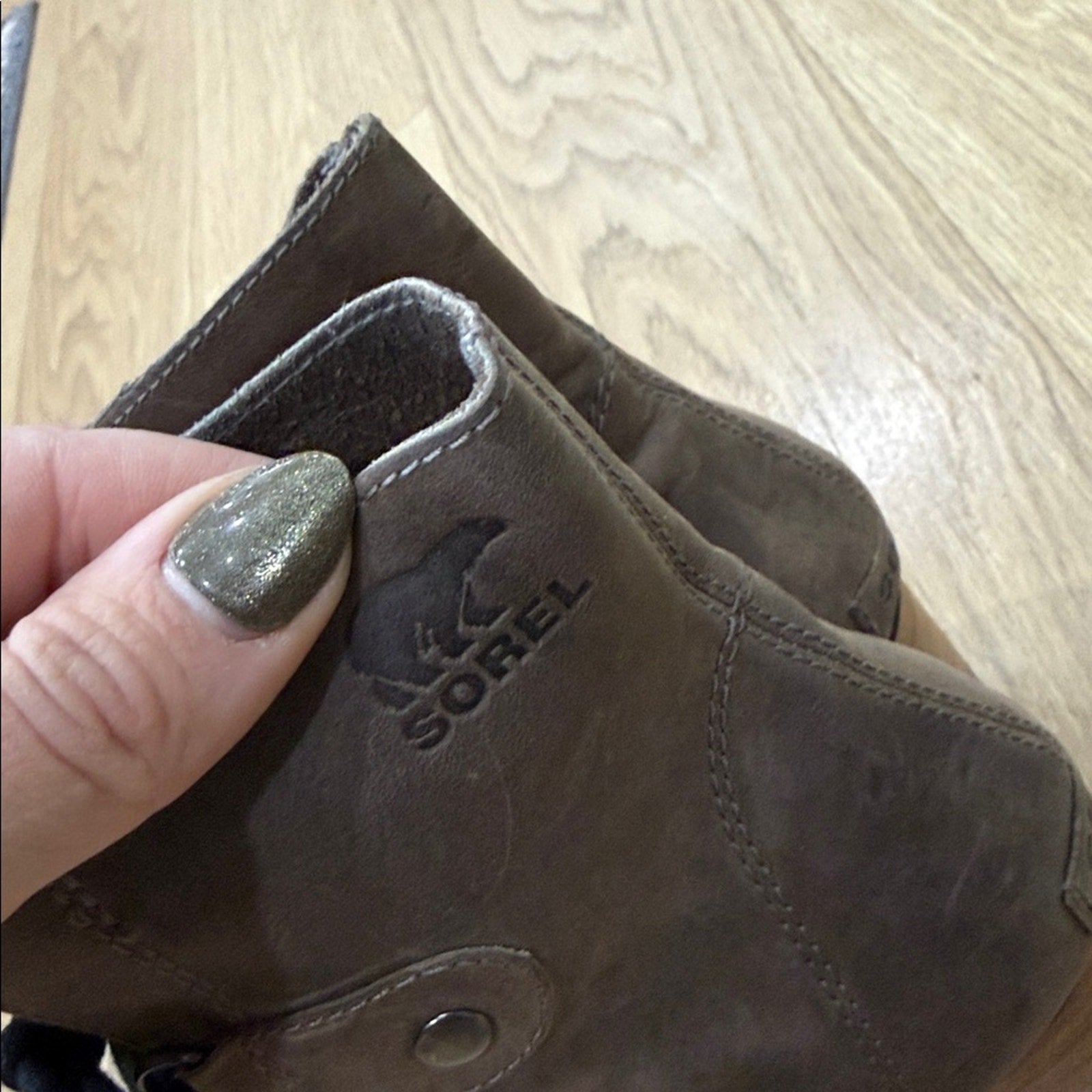 Sorel Women's Addington Lace-Up Leather Ankle Boots - Taupe, Size 9.5