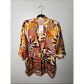DR2 Floral-Leaf Tie-Front Kimono in Rust, Mustard & Cream Size S/M