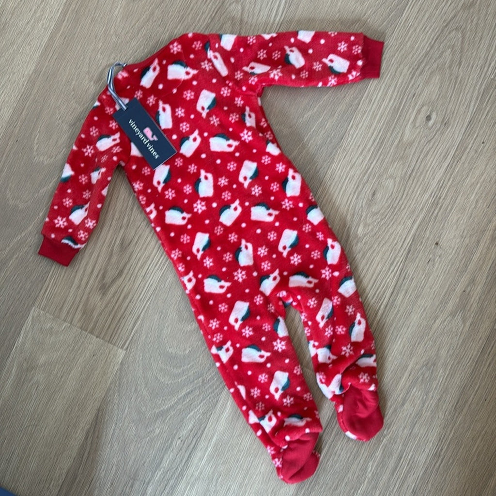 Vineyard Vines Red Kids Christmas One Piece Pajamas Size 3-6 Months NEW!