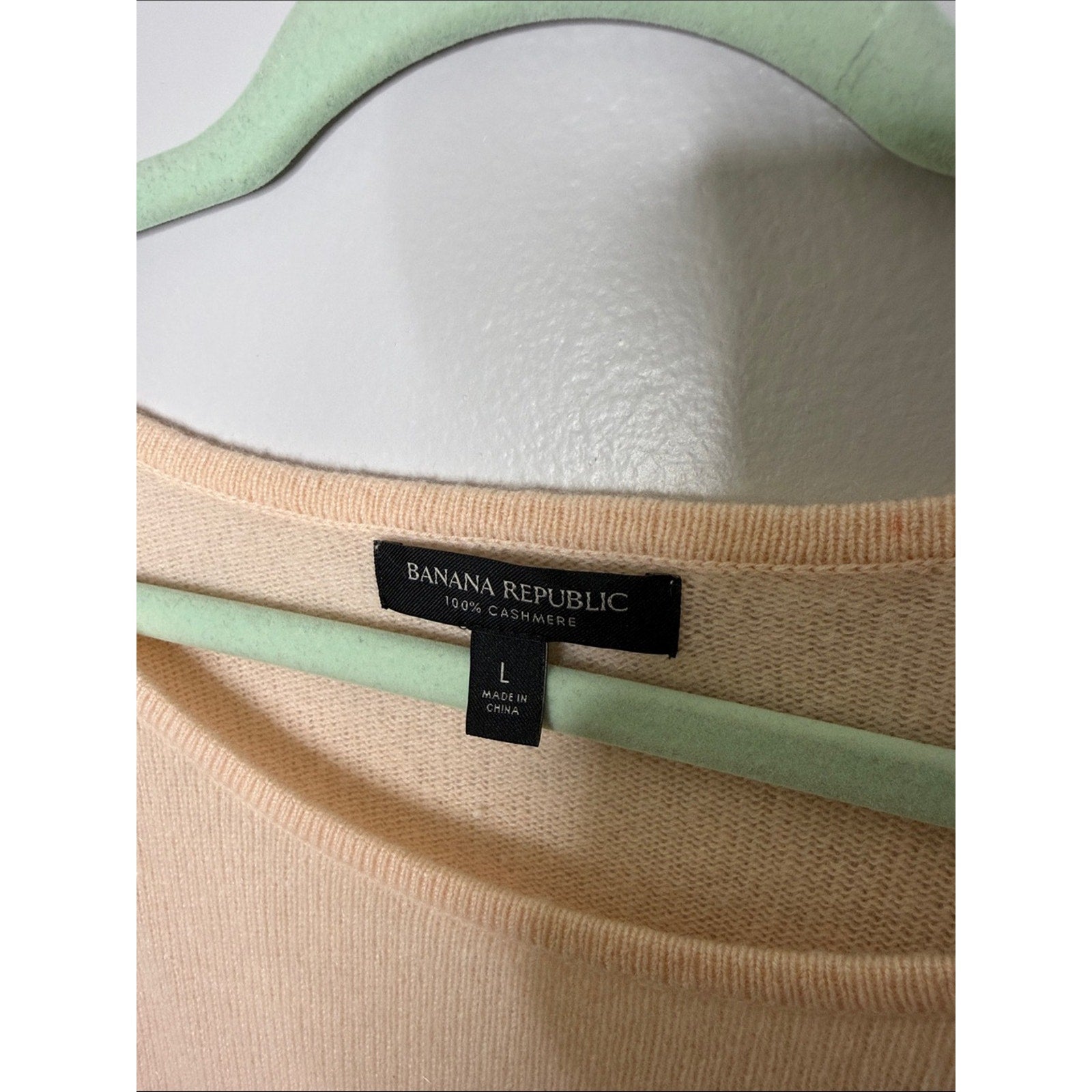 Banana Republic Cashmere Lightweight Peach Scoop-Neck Short Sleeve Sweater Large