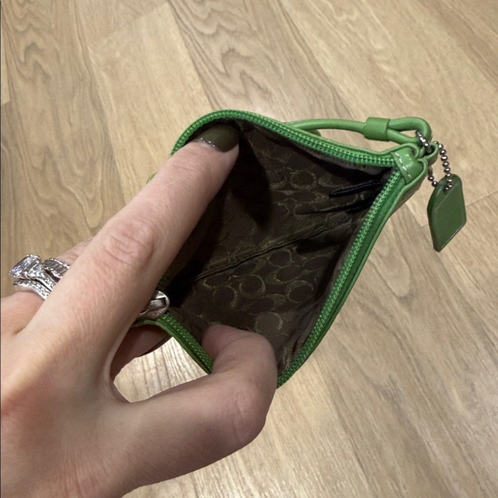 Coach Vibrant Green Leather Wristlet