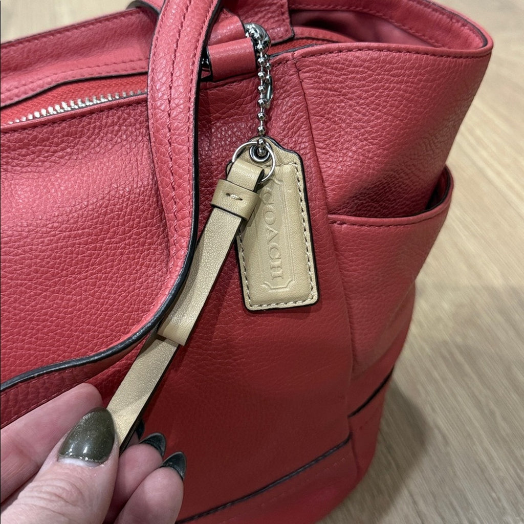 Coach Park Leather Carrie Tote in Melon Pebbled Leather