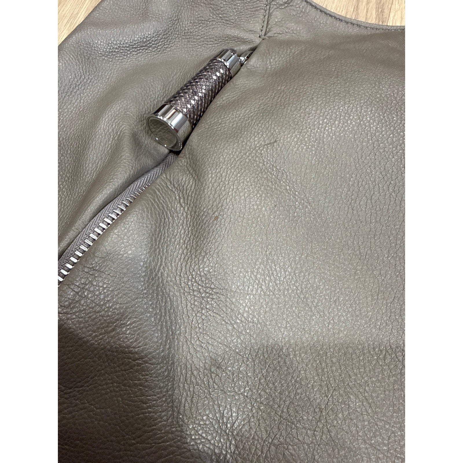 Michael Kors Gray / Taupe Satchel Style Leather Shoulder Handbag