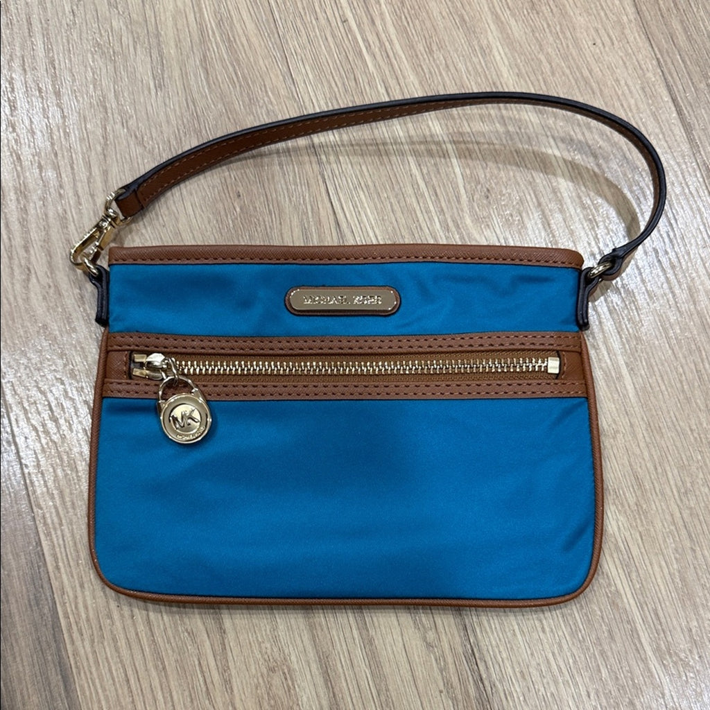 Michael Kors Kempton Small Nylon & Leather Mini Bag - Teal/Tan