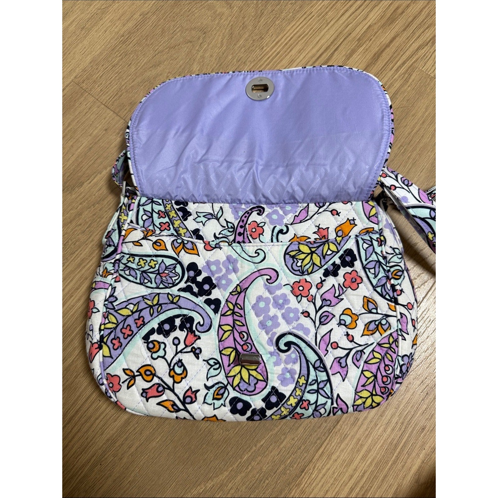 Vera Bradley Lavender Paisley Quilted Adjustable Shoulder Bag