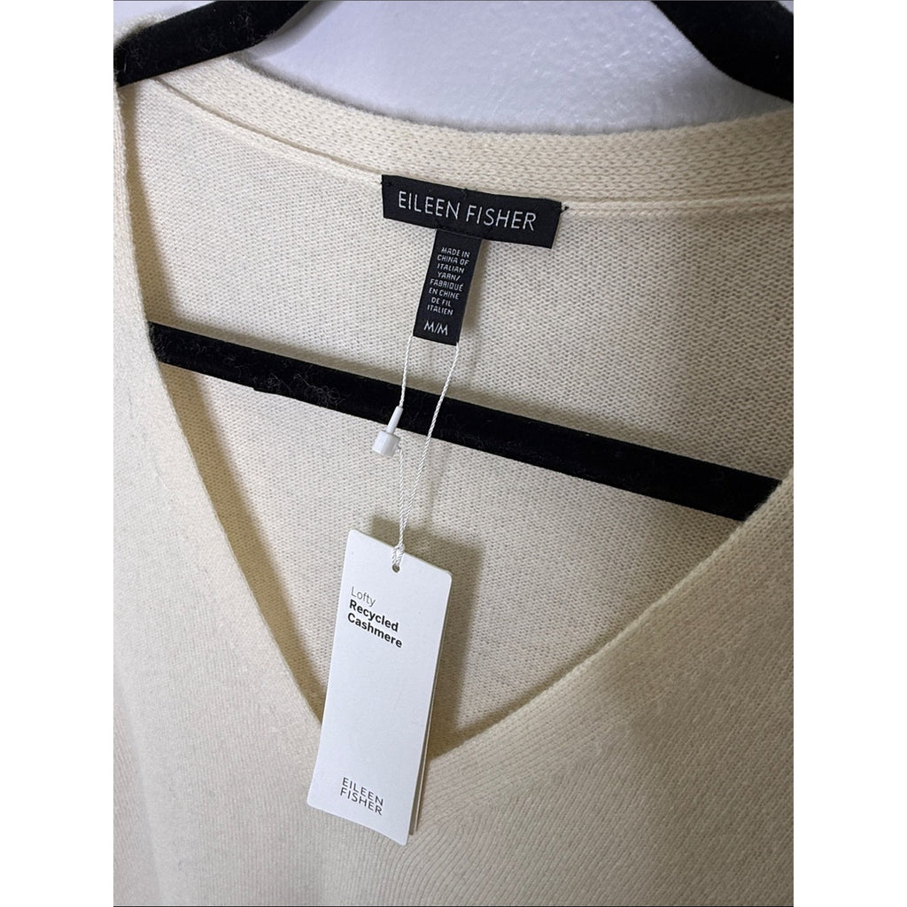 Eileen Fisher Cream V-Neck Tunic Size Medium NEW!