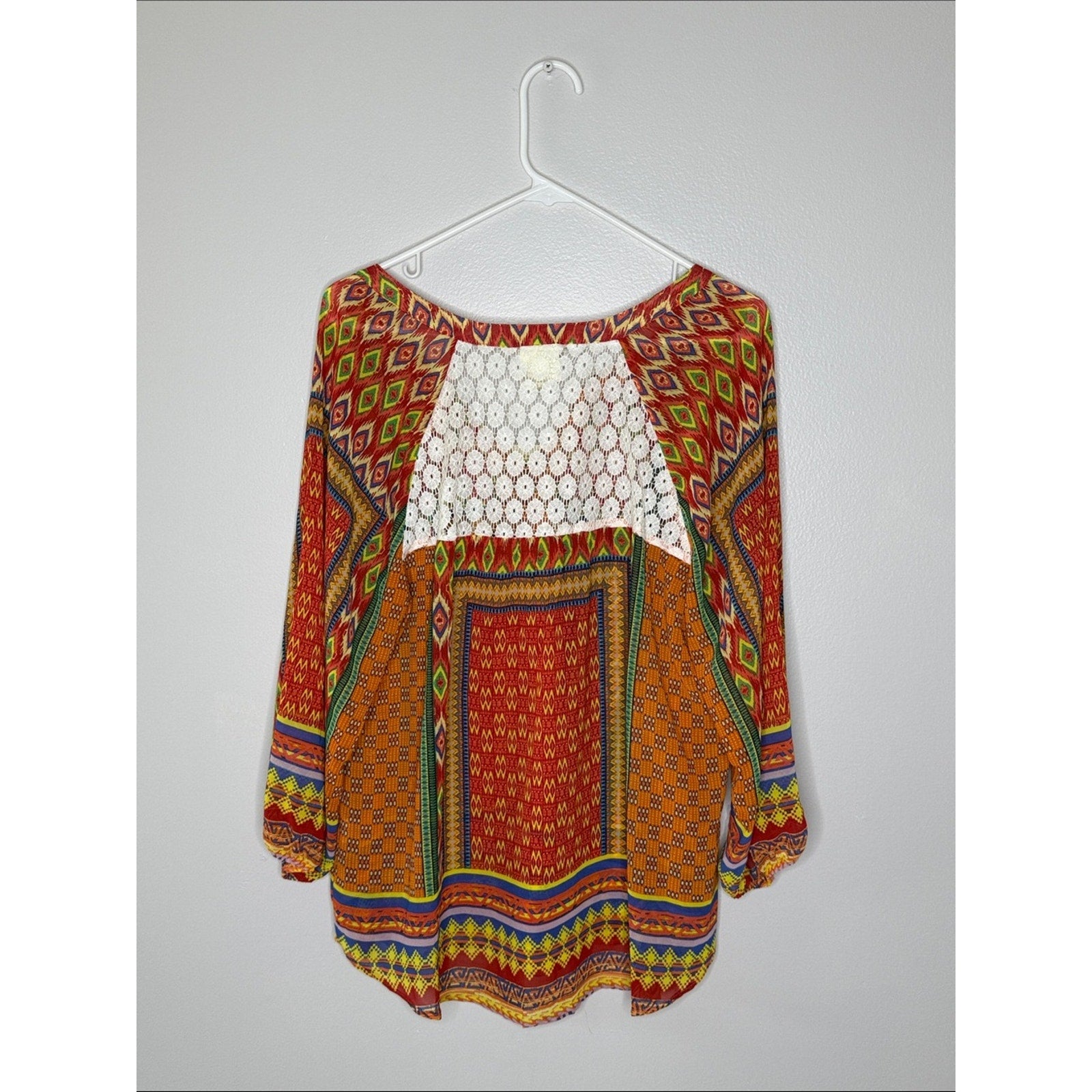 fig and flower Orange Multicolor Boho Tunic Top Size XL