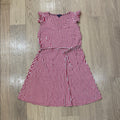 Tommy Hilfiger Red and White V Neck Ruffle Sleeve A Line Belted Dress Size MD