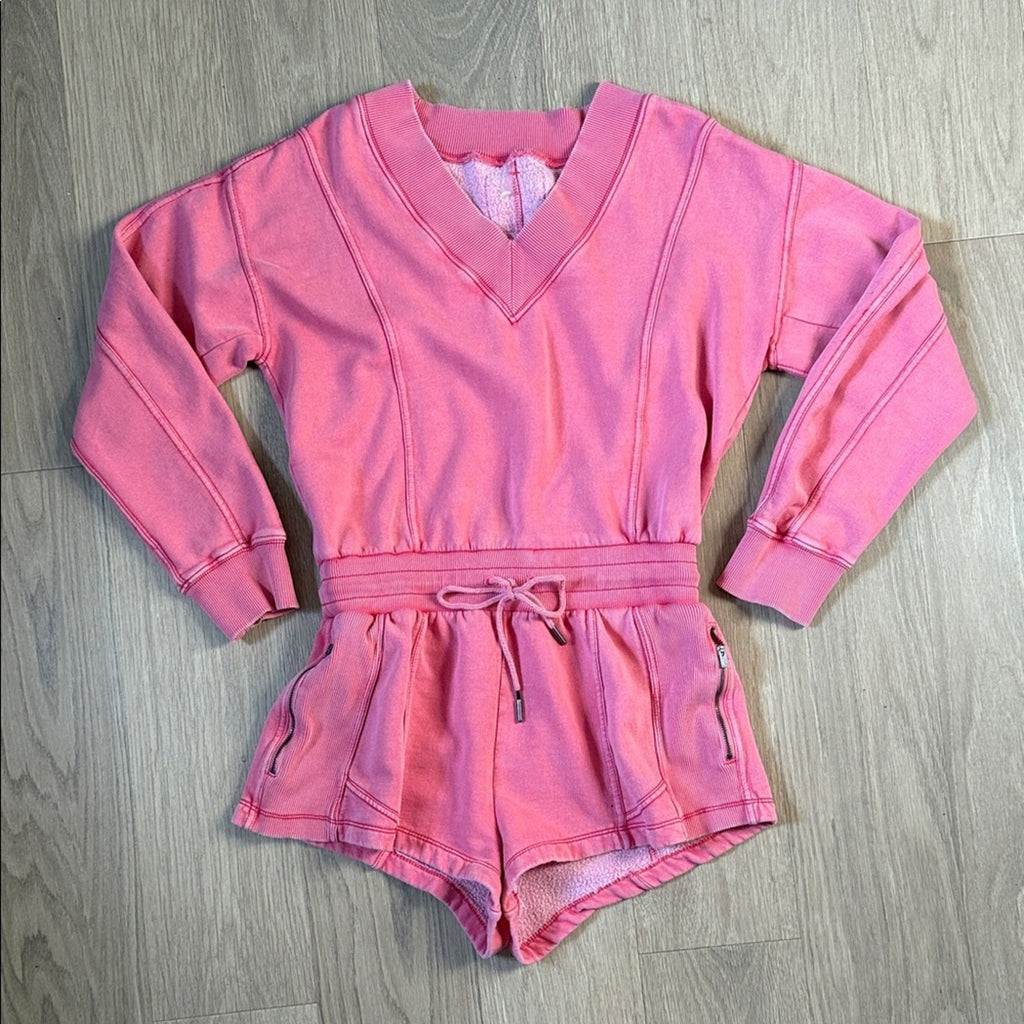 Free People Movement Intercept Pink Long Sleeve Romper Size Small