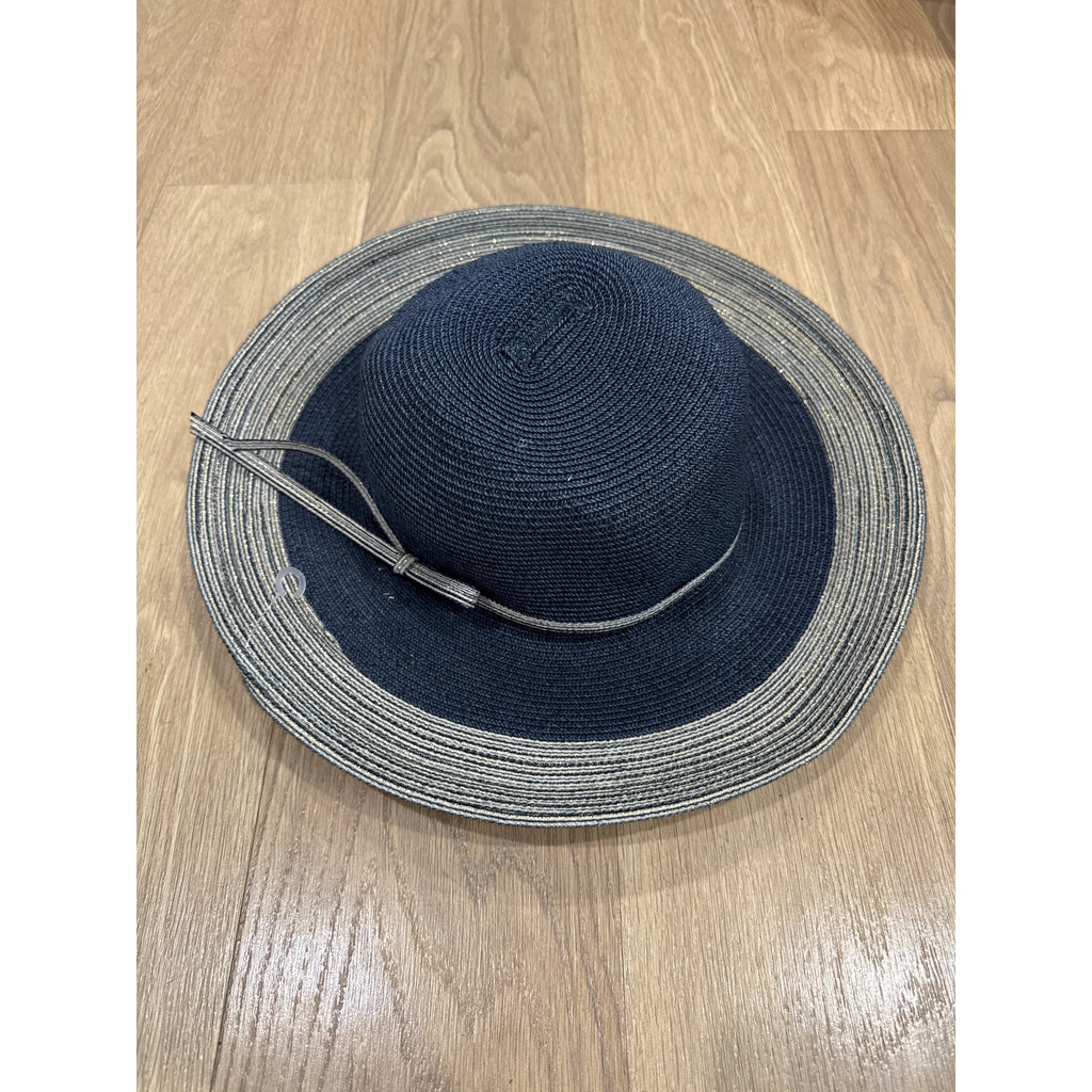 Giovannio New York Blue Two Tone Straw Woven Sun Hat OS New!