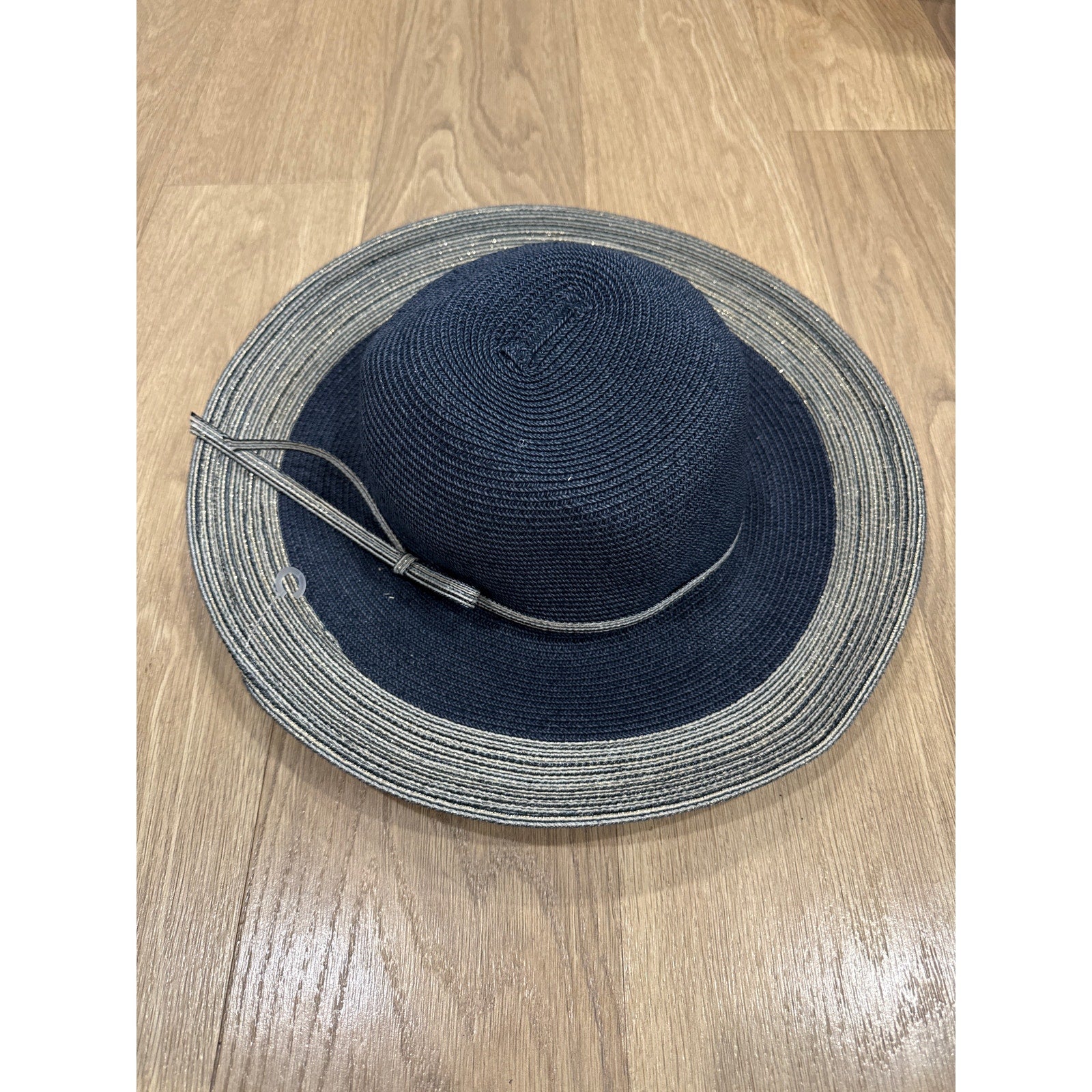 Giovannio New York Blue Two Tone Straw Woven Sun Hat OS New!