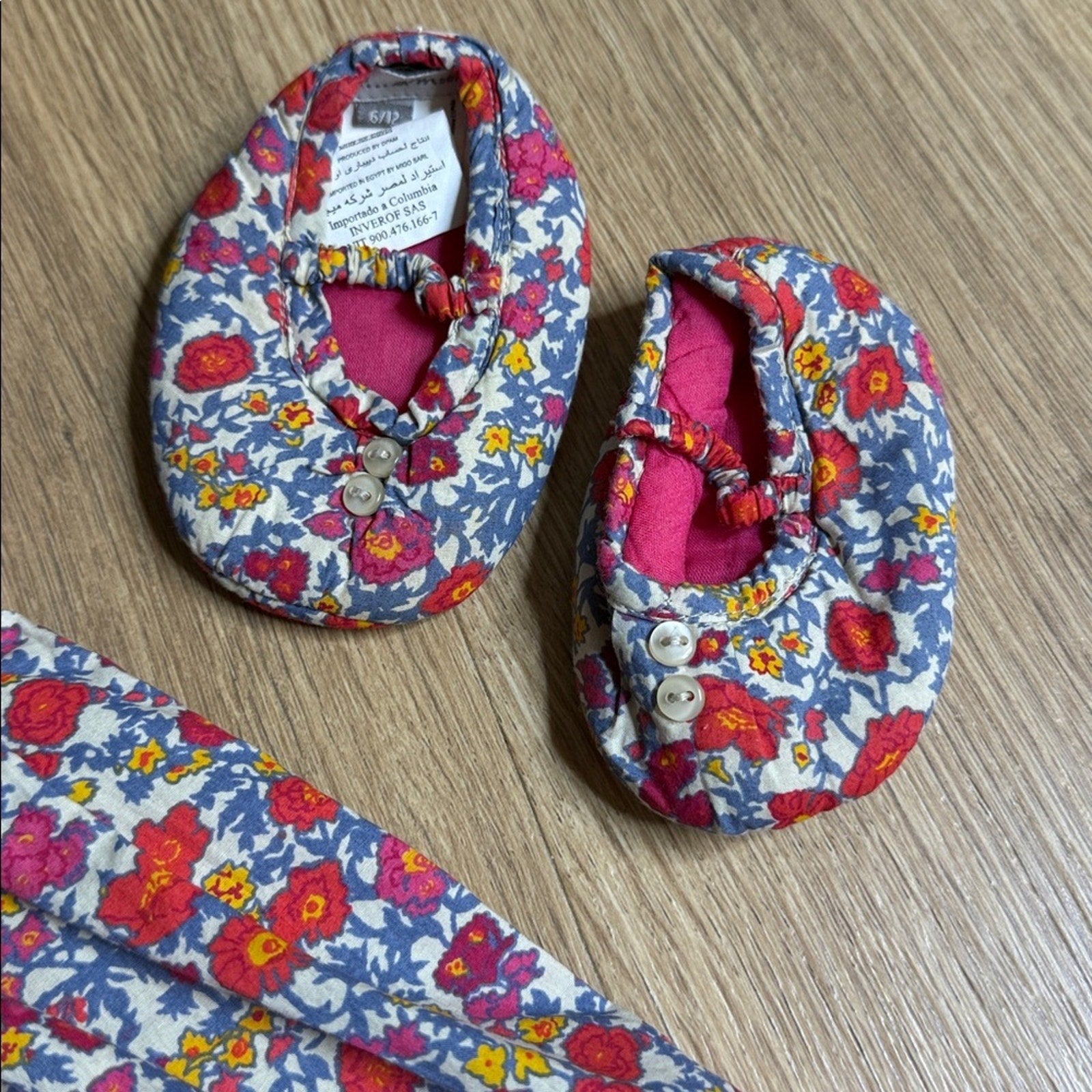 DP...am Bebe Floral Baby Dress with Bonnet and Shoes Size 12 Months