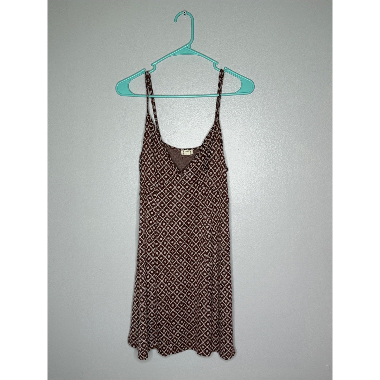 Billabong Brown Diamond-Print A Line Sleeveless Dress Size Large