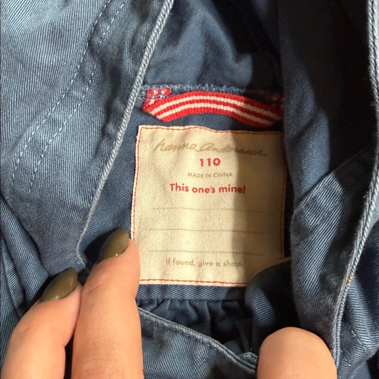 Hanna Andersson Kids Blue Hooded Embroidered Utility Jacket Size 110 or 5/6