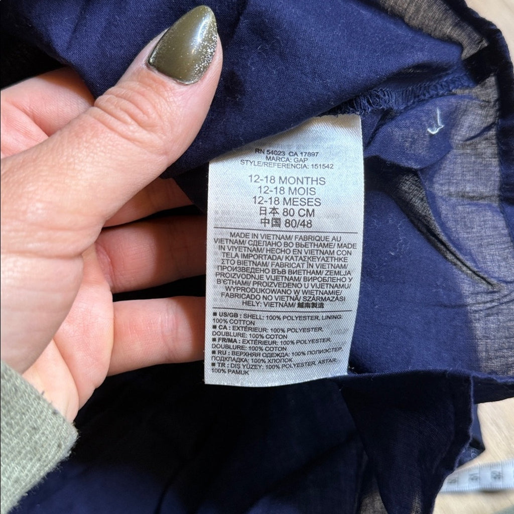 Baby GAP Navy and Silver Metallic Dress Size 12-18 Months