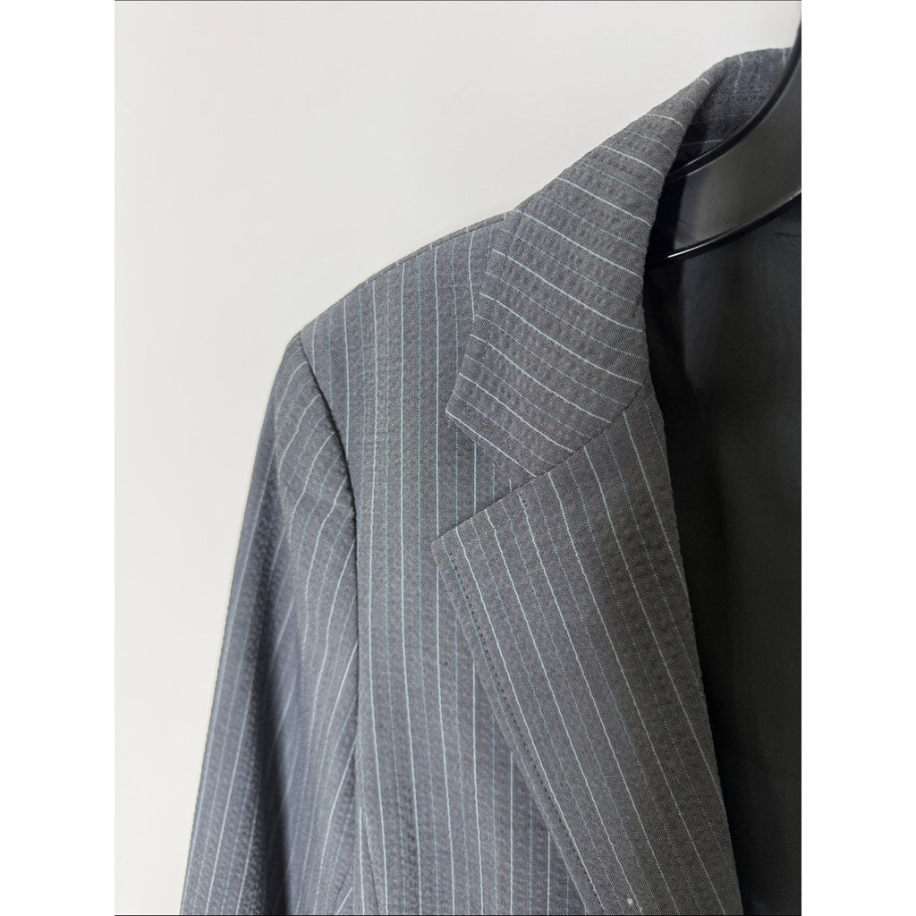 Theory Gray Textured Pinstripe Blazer Size 8