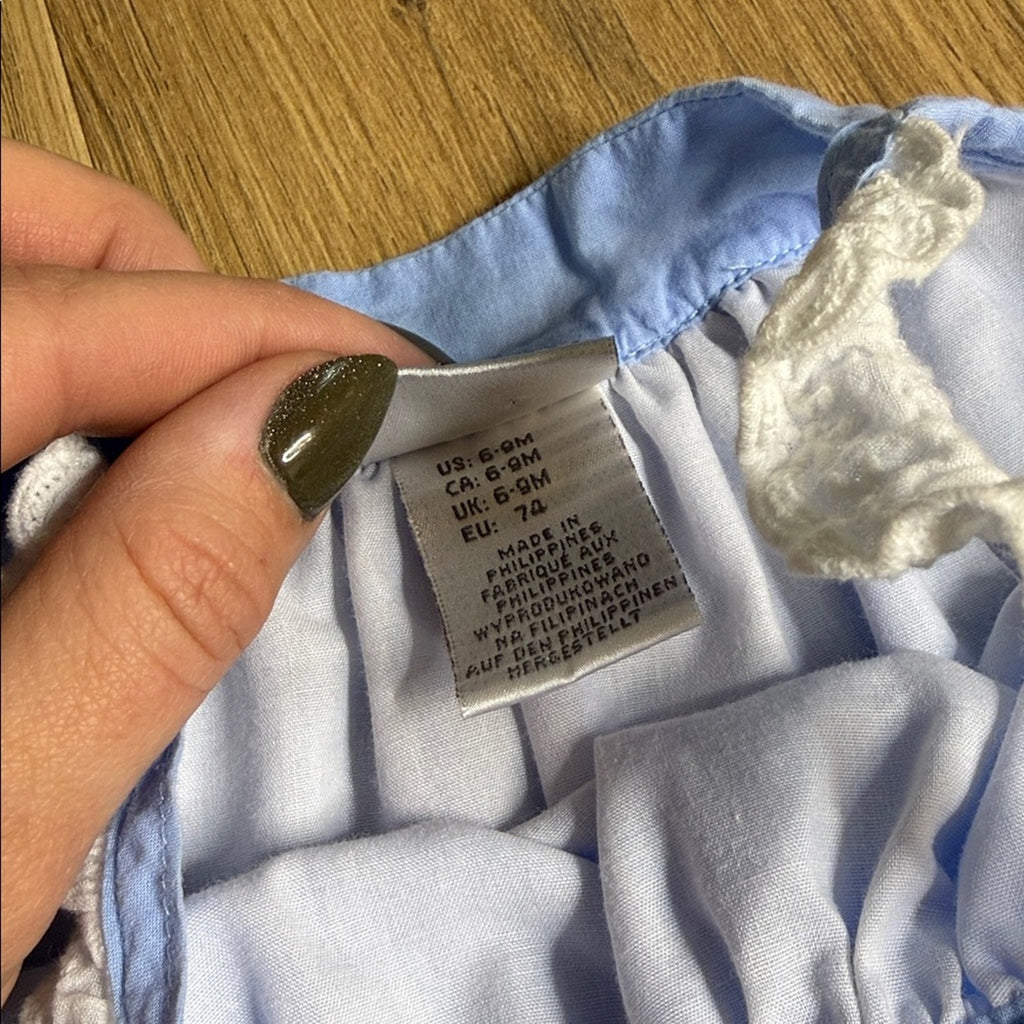 Maggie & Zoe Light Blue Dress with White Lace Size 6-9 Months