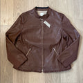 NWT Chico's Chocolate Brown Ruffle Trim Faux Leather Jacket - Size Large