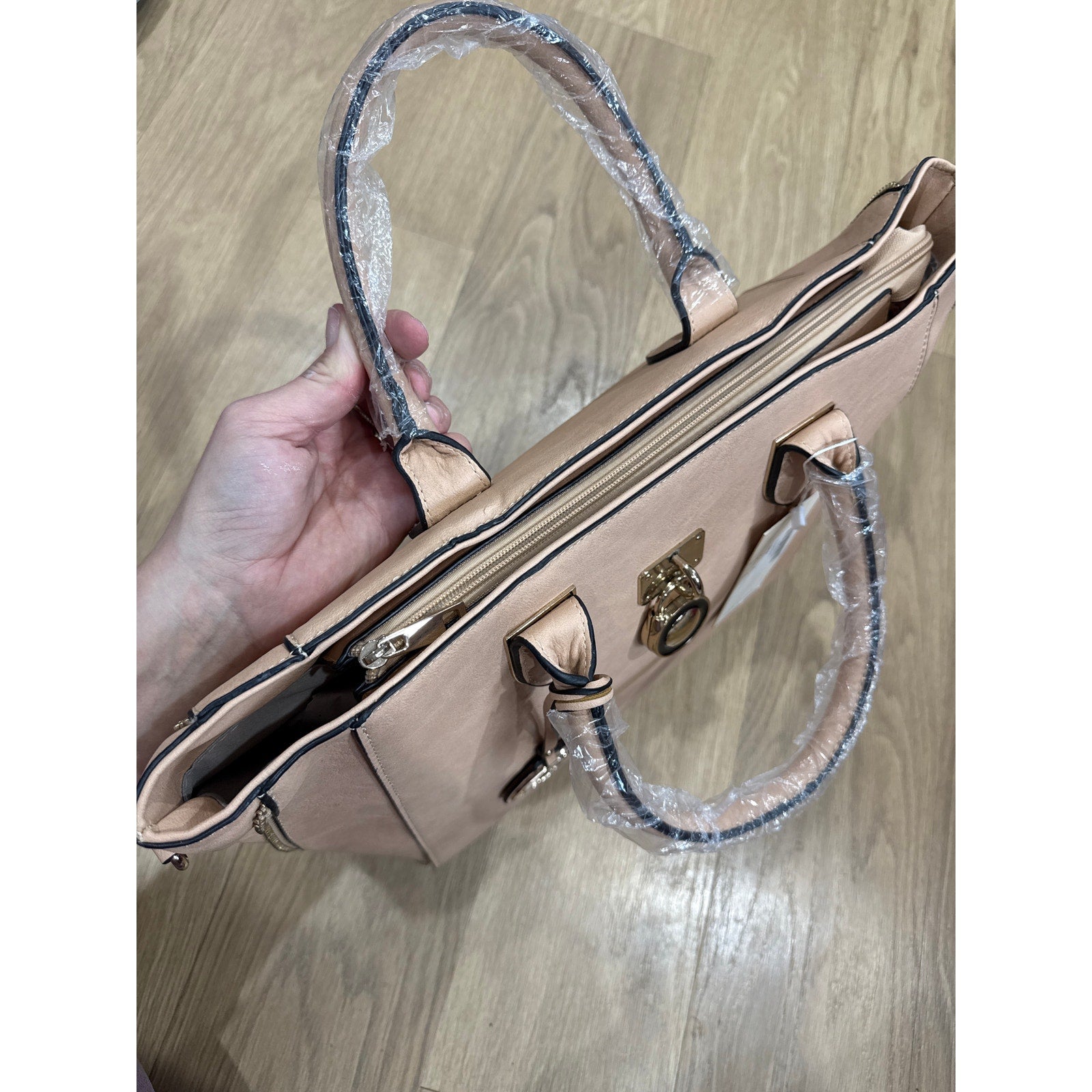 Dasein Women's Large Tote Shoulder Bag in Pale Pink / Peach