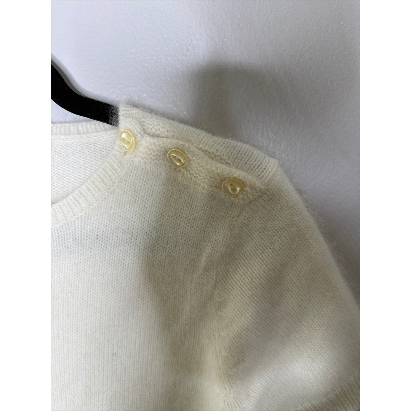 Lauren Ralph Lauren Ivory Short Sleeve Button-Shoulder Sweater Size Large