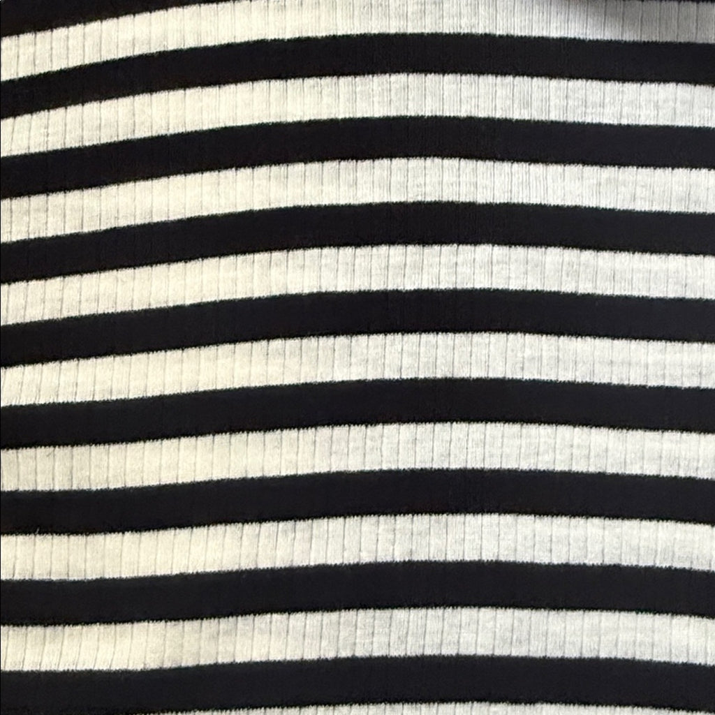 Talbots Monochrome Black and White Striped Mock Neck Long Sleeve Top Size XL