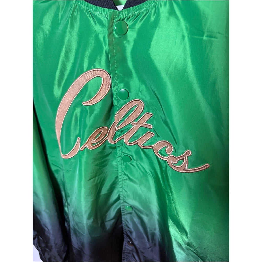 Celtics Gradient Green-to-Black Satin Bomber Jacket Size Large