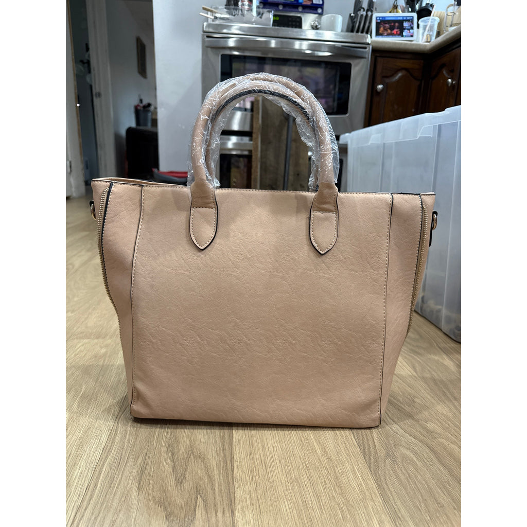 Dasein Women's Large Tote Shoulder Bag in Pale Pink / Peach