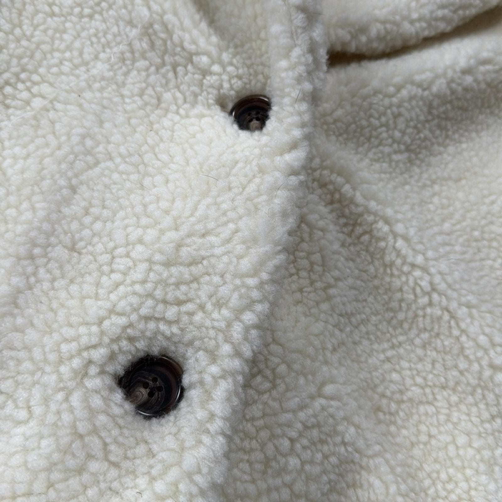 J. Crew Cream Polyester Teddy Button Front Jacket Plush Oversized Fit Medium