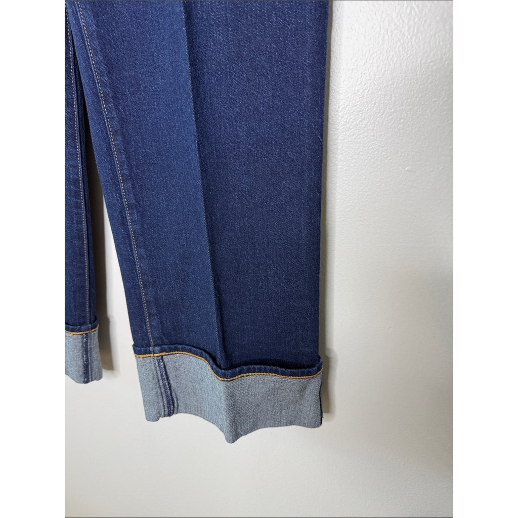 Talbots Straight Ankle Cuff Jean Dark Indigo Wide-Leg Size 8