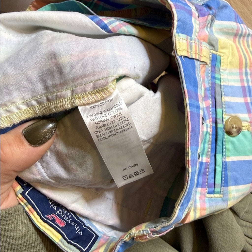 Vineyard Vines Multicolor Plaid Boy's Shorts Size 7