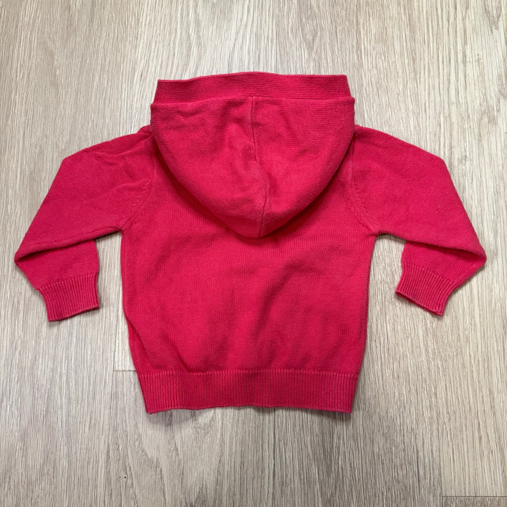 Jacadi Baby Girl Hooded Cardigan with Liberty Floral Lining - Vibrant Red Size 12 Months