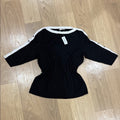 Dressbarn Black and White Knit Boat Neck Sweater with Button Detail Size 2XL