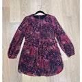 IRO Deylfe Floral Print Silk Chiffon Mini Dress in Burgundy and Black Size 8