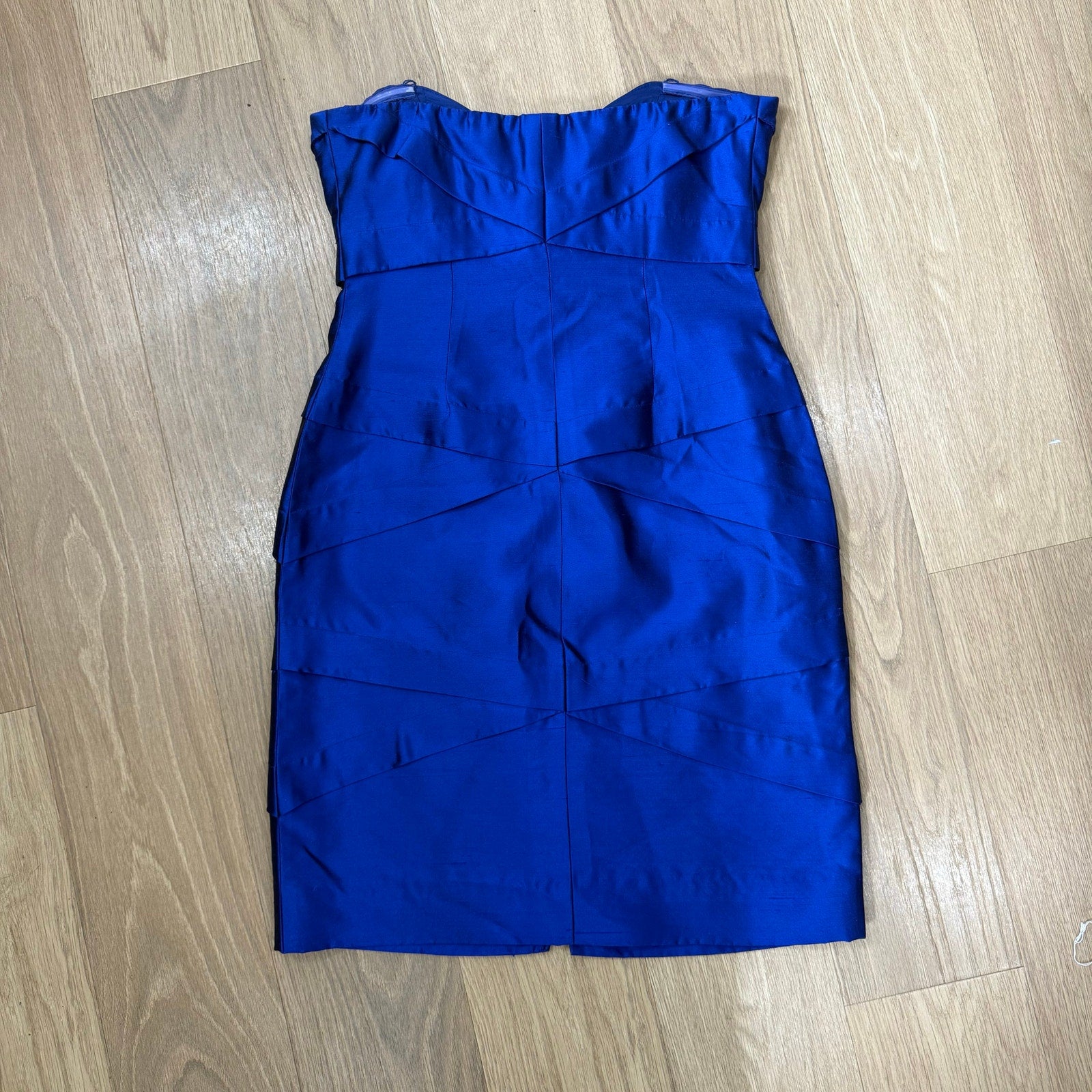 Nicole Miller Royal Blue Raw Silk Strapless Bodycon Mini Dress Size 6