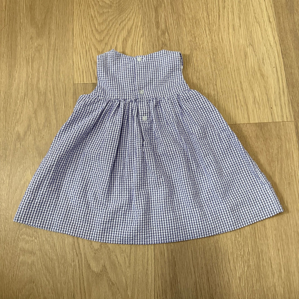 Simply Smock Blue Gingham Smocked Dress with Bicycle Embroidery Size 6 Months