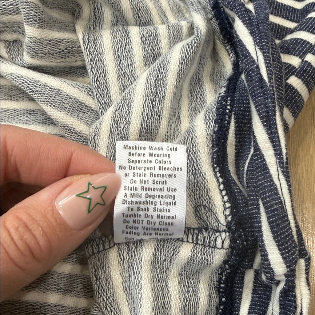 Fresh Produce Navy and White Striped Hooded Pullover Top Size XL