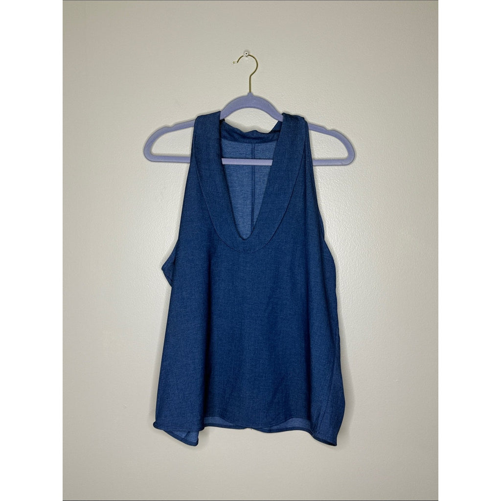 Blue Sleeveless Top and Wide-Leg Pants Set Size Large
