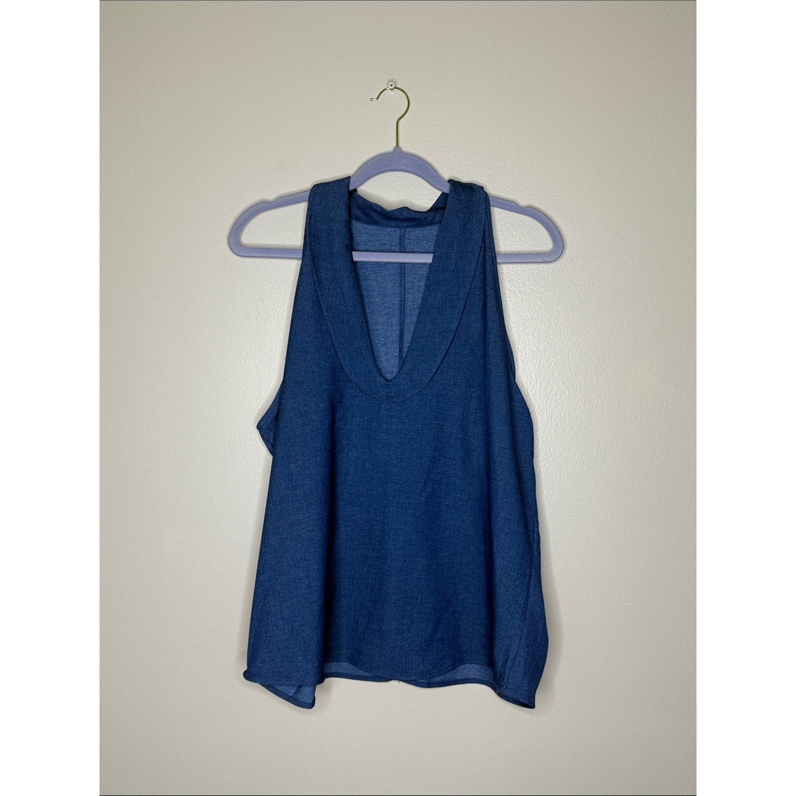 Blue Sleeveless Top and Wide-Leg Pants Set Size Large