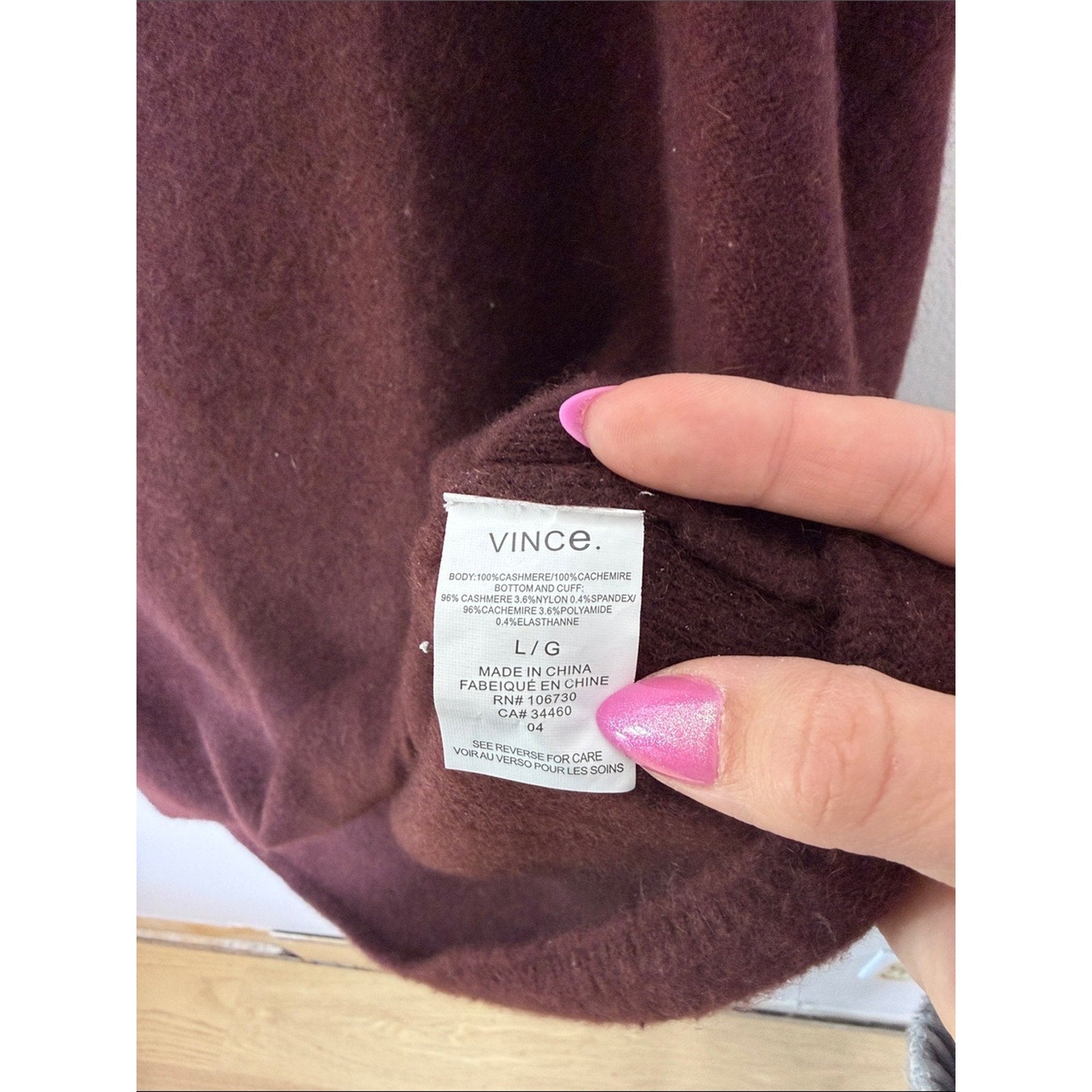 Vince Women's Cowl Neck Sweater in Deep Wine Size Large