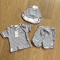 Rock A Bye Baby Boutique Striped Kids 3 Piece Outfit Set - Black and White 3-6M