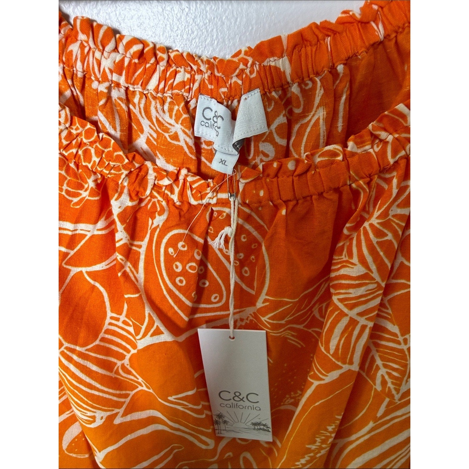 C&C California Orange to Yellow Ombre Off-Shoulder Blouse Size XL