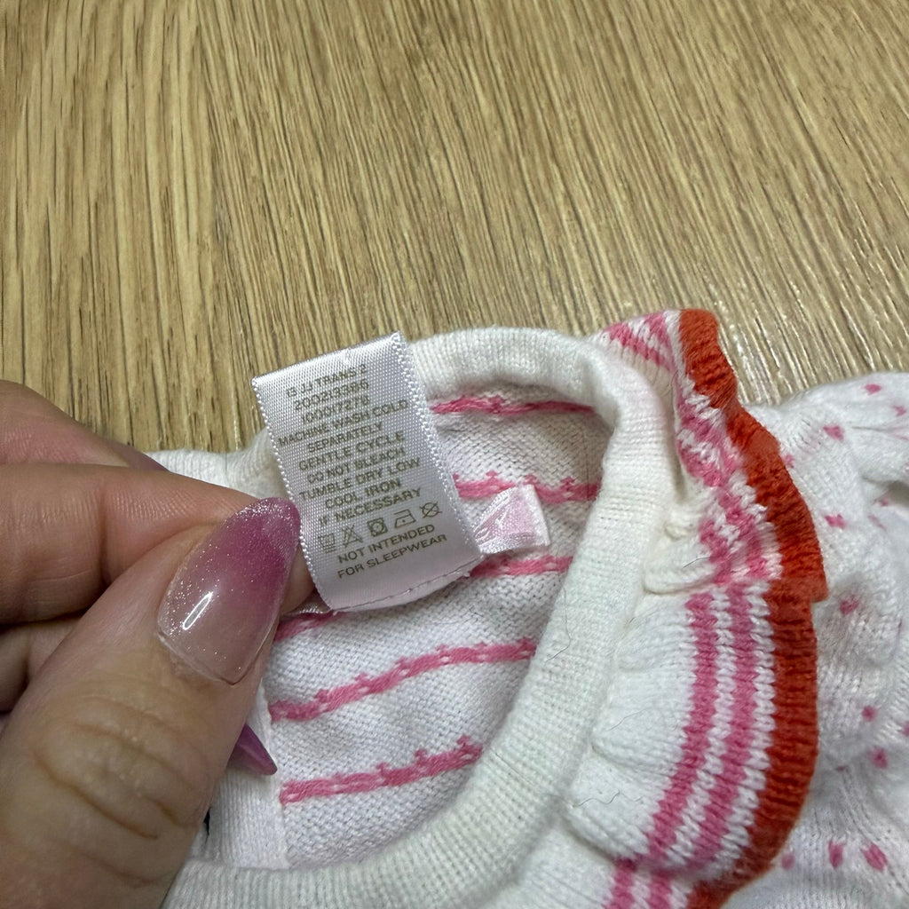 Janie and Jack Patisserie Shoppe Collection | Sweet Kids' Clothes White Pink Red Short Sleeve Sweater Size 6-12 Months